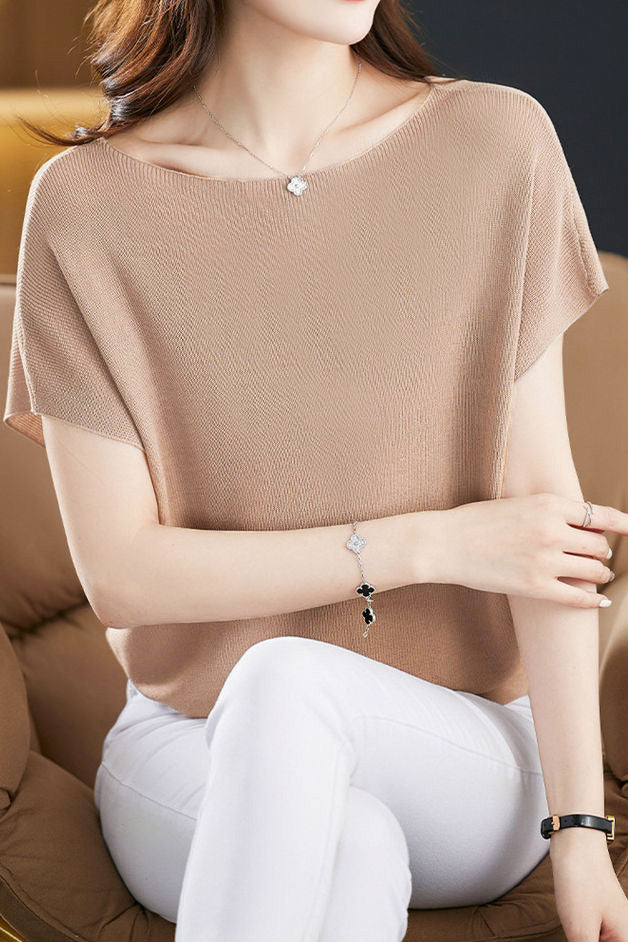 Casual Off Shoulder Batwing Sleeve Knit Sweater - liwisi