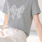 Casual Lace Butterfly Print T-Shirt - liwisi