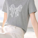 Casual Lace Butterfly Print T-Shirt - liwisi