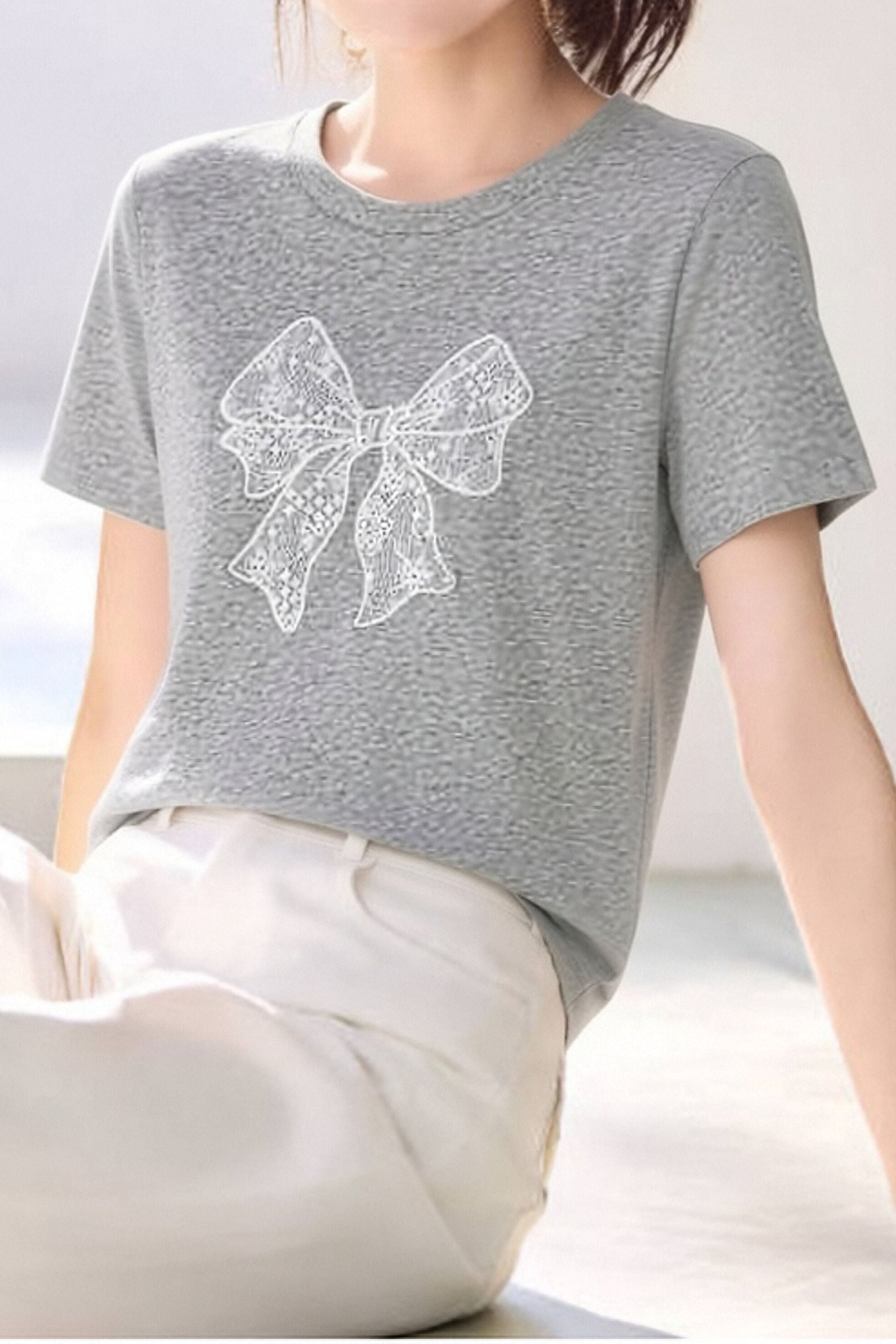 Casual Lace Butterfly Print T-Shirt - liwisi