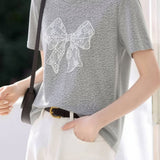 Casual Lace Butterfly Print T-Shirt - liwisi