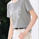 Casual Lace Butterfly Print T-Shirt - liwisi