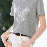 Casual Lace Butterfly Print T-Shirt - liwisi