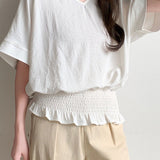 Casual Solid Color V-Neck T-Shirt - liwisi