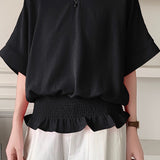 Casual Solid Color V-Neck T-Shirt - liwisi