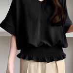 Casual Solid Color V-Neck T-Shirt - liwisi