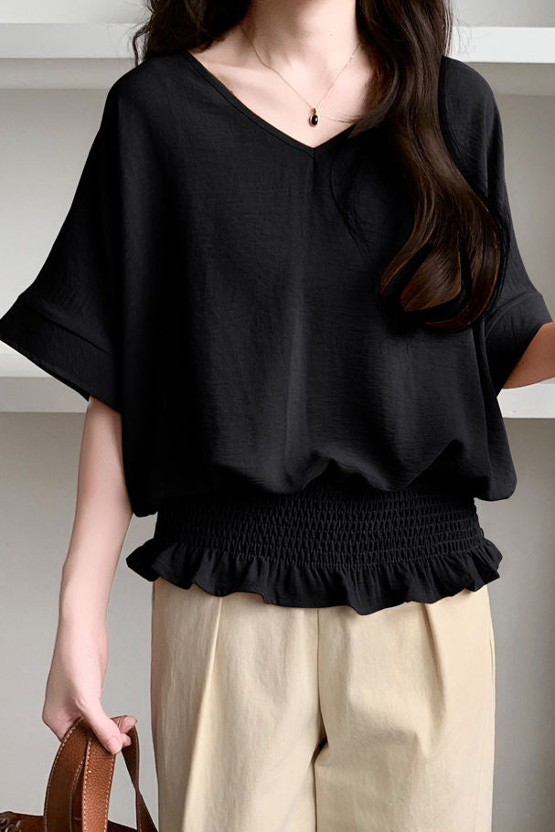 Casual Solid Color V-Neck T-Shirt - liwisi