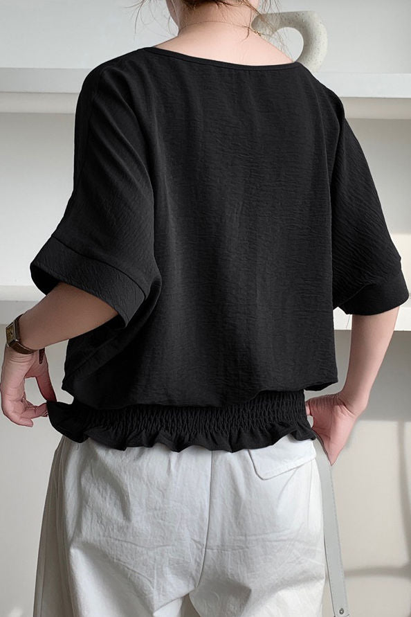 Casual Solid Color V-Neck T-Shirt - liwisi