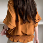 Casual Solid Color V-Neck T-Shirt - liwisi