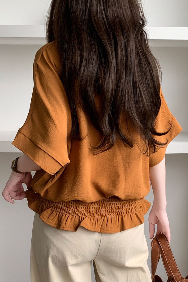 Casual Solid Color V-Neck T-Shirt - liwisi