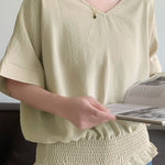 Casual Solid Color V-Neck T-Shirt - liwisi