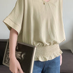Casual Solid Color V-Neck T-Shirt - liwisi