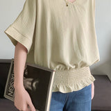 Casual Solid Color V-Neck T-Shirt - liwisi