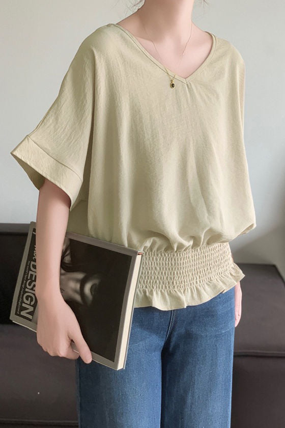 Casual Solid Color V-Neck T-Shirt - liwisi