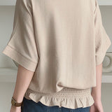 Casual Solid Color V-Neck T-Shirt - liwisi