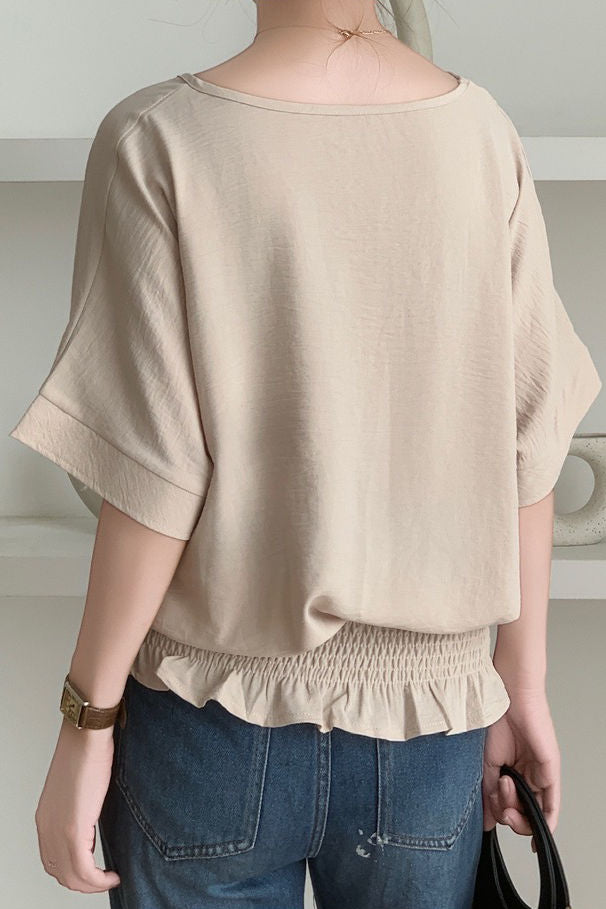 Casual Solid Color V-Neck T-Shirt - liwisi