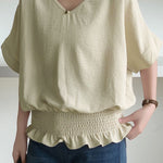 Casual Solid Color V-Neck T-Shirt - liwisi