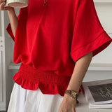 Casual Solid Color V-Neck T-Shirt - liwisi