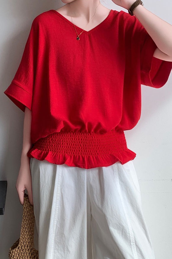 Casual Solid Color V-Neck T-Shirt - liwisi