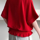 Casual Solid Color V-Neck T-Shirt - liwisi