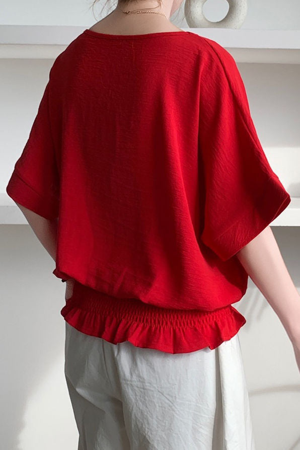 Casual Solid Color V-Neck T-Shirt - liwisi