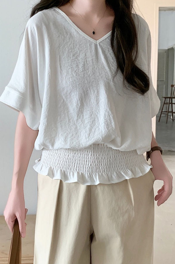 Casual Solid Color V-Neck T-Shirt - liwisi