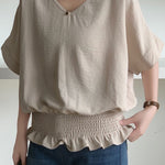 Casual Solid Color V-Neck T-Shirt - liwisi