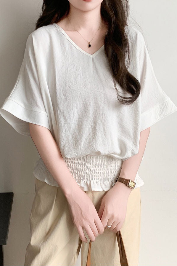 Casual Solid Color V-Neck T-Shirt - liwisi