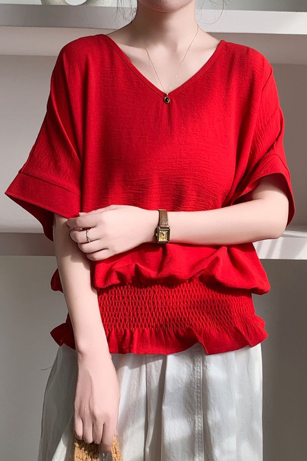 Casual Solid Color V-Neck T-Shirt - liwisi
