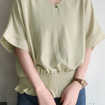 Casual Solid Color V-Neck T-Shirt - liwisi