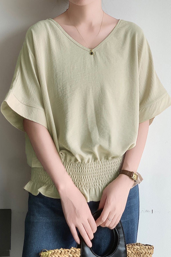 Casual Solid Color V-Neck T-Shirt - liwisi