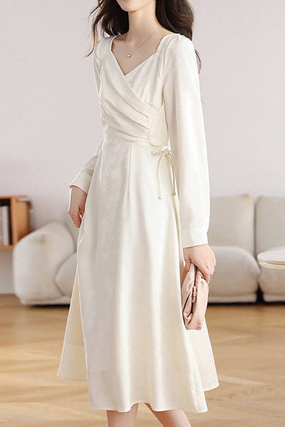 Elegant Square Neck A-Line Dress - liwisi