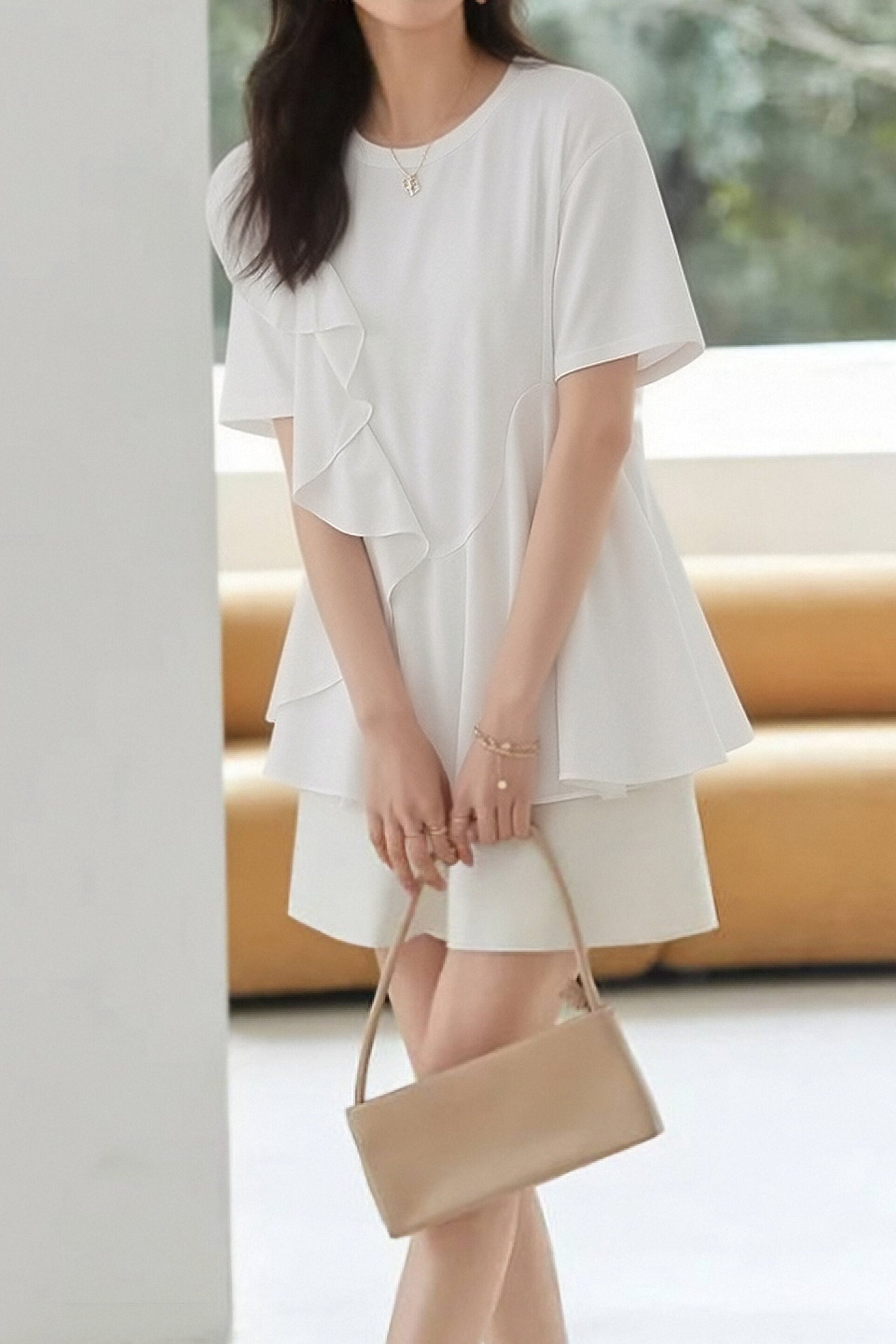 Casual Ruffle Spliced T-Shirt - liwisi