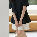 Casual Ruffle Spliced T-Shirt - liwisi