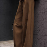 Casual Textured Drawstring Wide-Leg Pants - liwisi