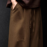 Casual Textured Drawstring Wide-Leg Pants - liwisi