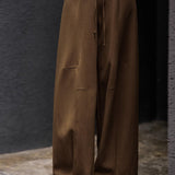 Casual Textured Drawstring Wide-Leg Pants - liwisi