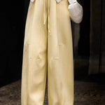 Casual Textured Drawstring Wide-Leg Pants - liwisi