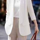 Casual Solid Color Lapel Long-Sleeve Blazer - liwisi