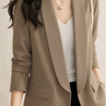Casual Solid Color Lapel Long-Sleeve Blazer - liwisi