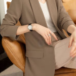 Casual Solid Color Lapel Long-Sleeve Blazer - liwisi