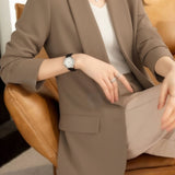 Casual Solid Color Lapel Long-Sleeve Blazer - liwisi