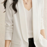 Casual Solid Color Lapel Long-Sleeve Blazer - liwisi