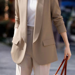 Casual Solid Color Lapel Long-Sleeve Blazer - liwisi