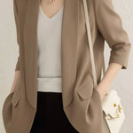 Casual Solid Color Lapel Long-Sleeve Blazer - liwisi