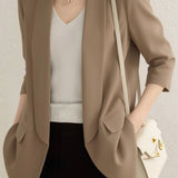 Casual Solid Color Lapel Long-Sleeve Blazer - liwisi