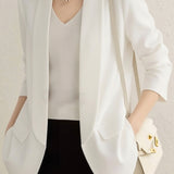 Casual Solid Color Lapel Long-Sleeve Blazer - liwisi