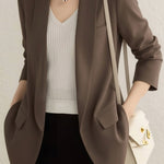 Casual Solid Color Lapel Long-Sleeve Blazer - liwisi