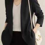 Casual Solid Color Lapel Long-Sleeve Blazer - liwisi