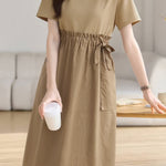Casual Spliced Tie Waist Dress - liwisi